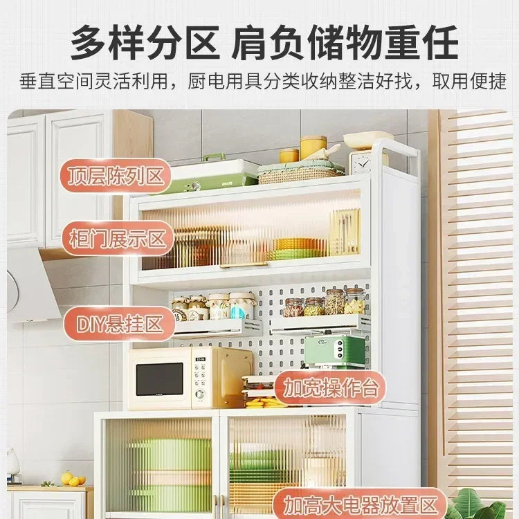 Modern Kitchen Cabinet Hutch Movable Full Door Glass Cabinet Storage Display Cupboards Multi-functional Cupboard Storage Door by S And B Enterprise