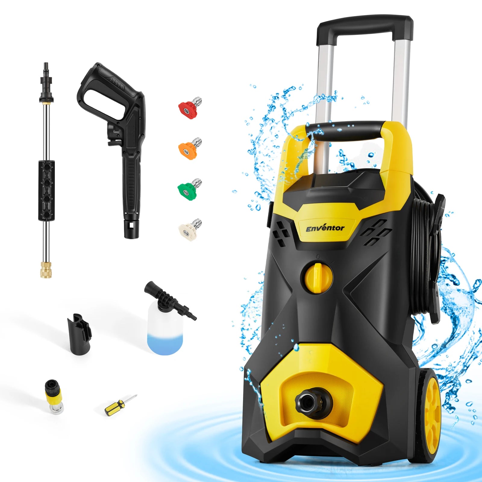 Enventor Electric Pressure Washer, 2300 PSI, Portable High Pressure Cleaner Machine, with 4 Nozzles, Foam Cannon for Cars, Homes by S And B Enterprise