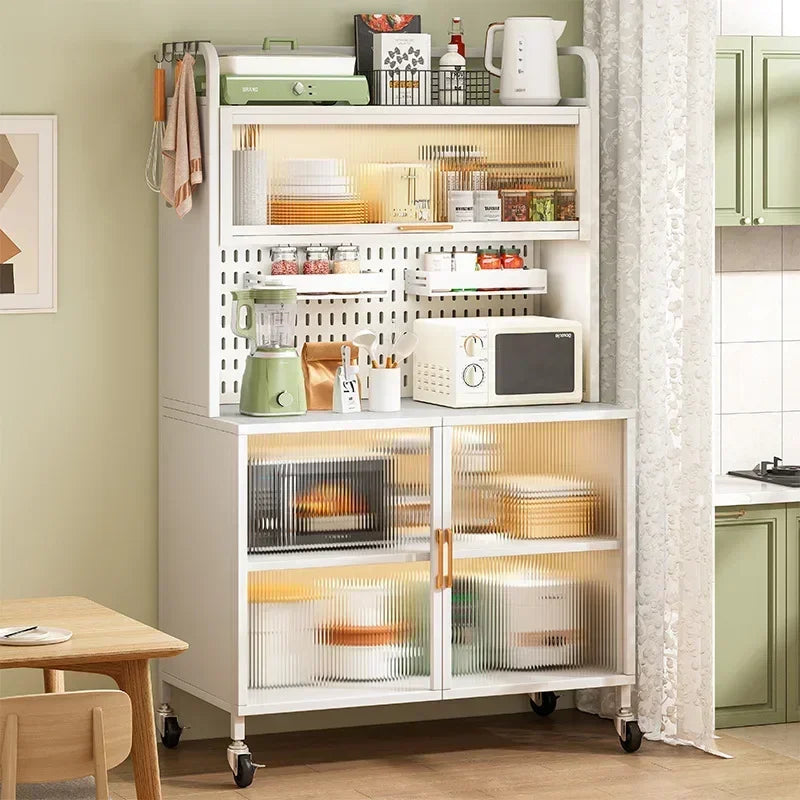 Modern Kitchen Cabinet Hutch Movable Full Door Glass Cabinet Storage Display Cupboards Multi-functional Cupboard Storage Door by S And B Enterprise