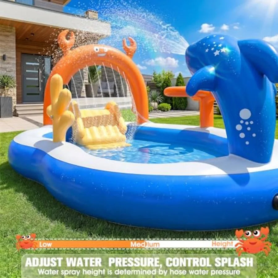 Backyard Toddler Pool With Water Slide Sprinkler Inflatable Play Center by S And B Enterprise