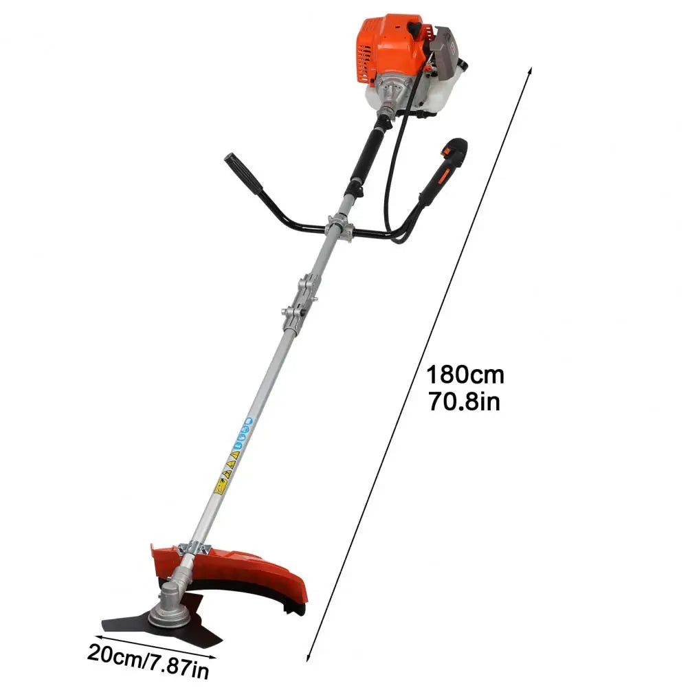 52cc gas-powered weed wacker trimmer with 2-in-1 brush cutter, orange engine and long shaft