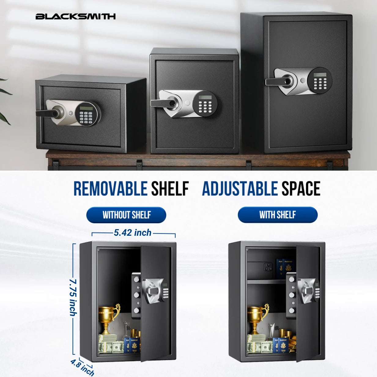 Blacksmith Hidden Design Fireproof Biometric Safe Box With Keypad