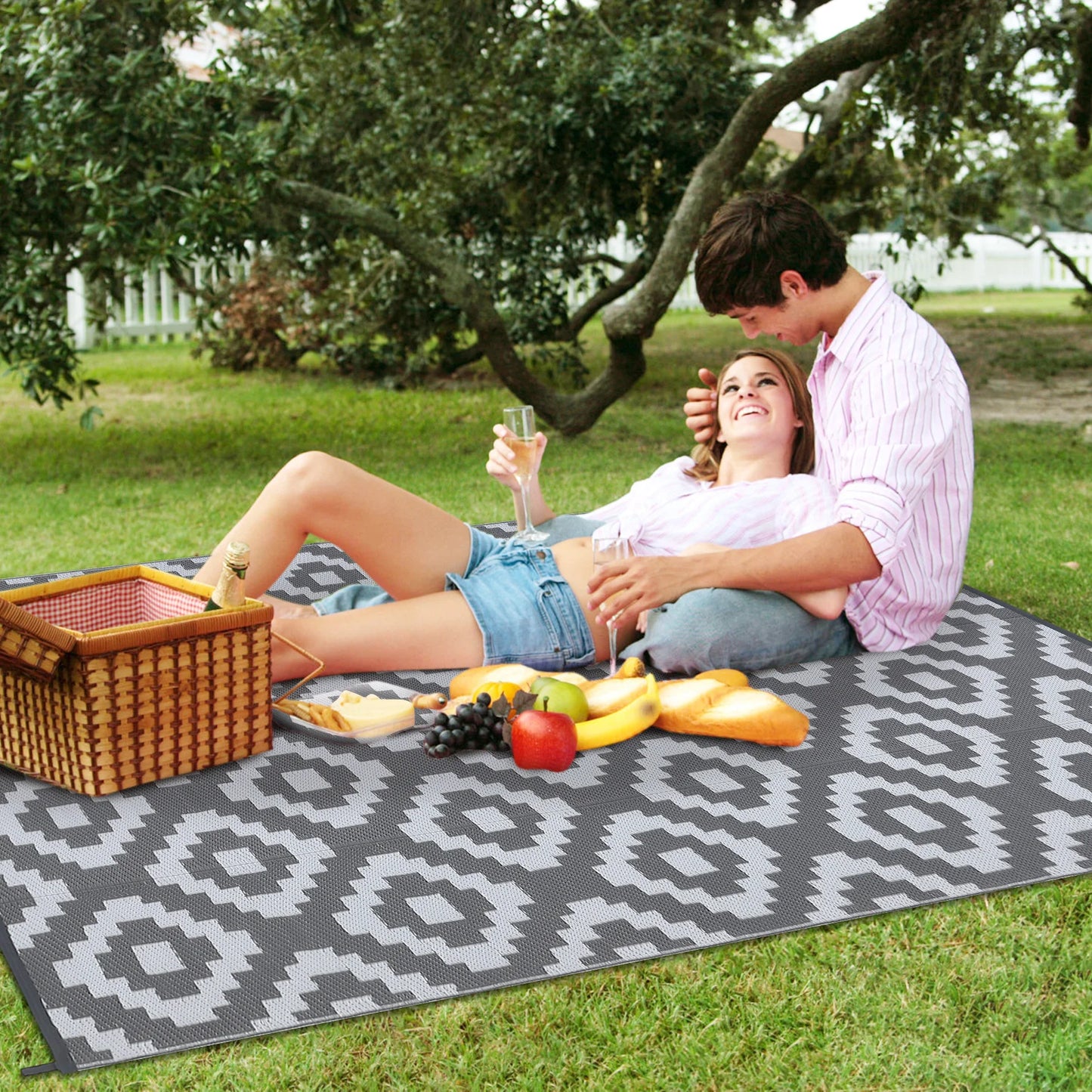 StudysetCN Outdoor Geometric Plastic Straw Rug Waterproof Patio Mat