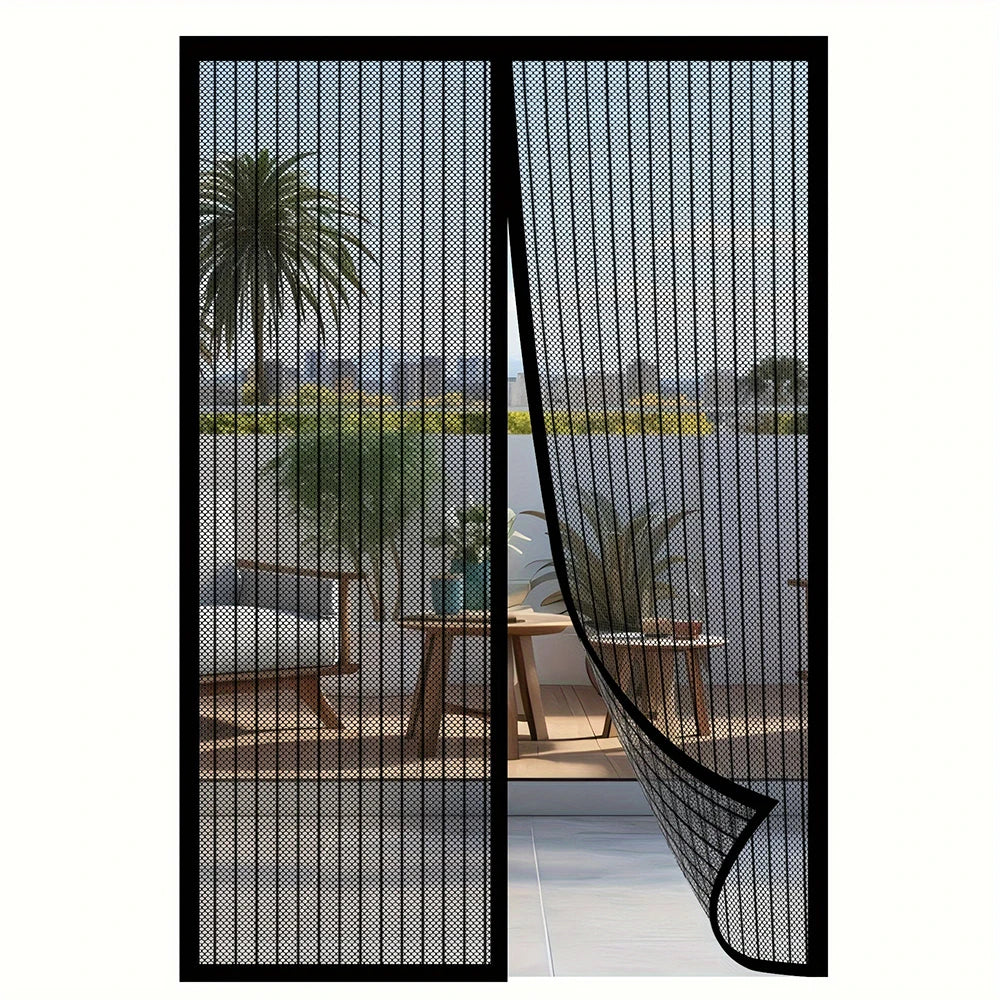 Heavy-Duty Retractable Screen Door with seamless black mesh for pet-friendly insect protection.