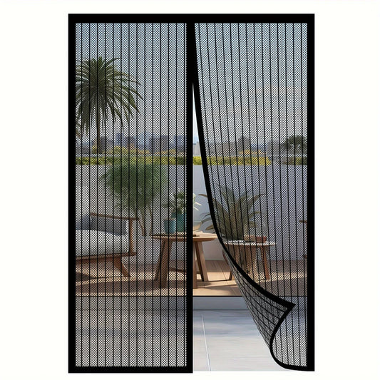 Heavy-Duty Retractable Screen Door with seamless black mesh for pet-friendly insect protection.