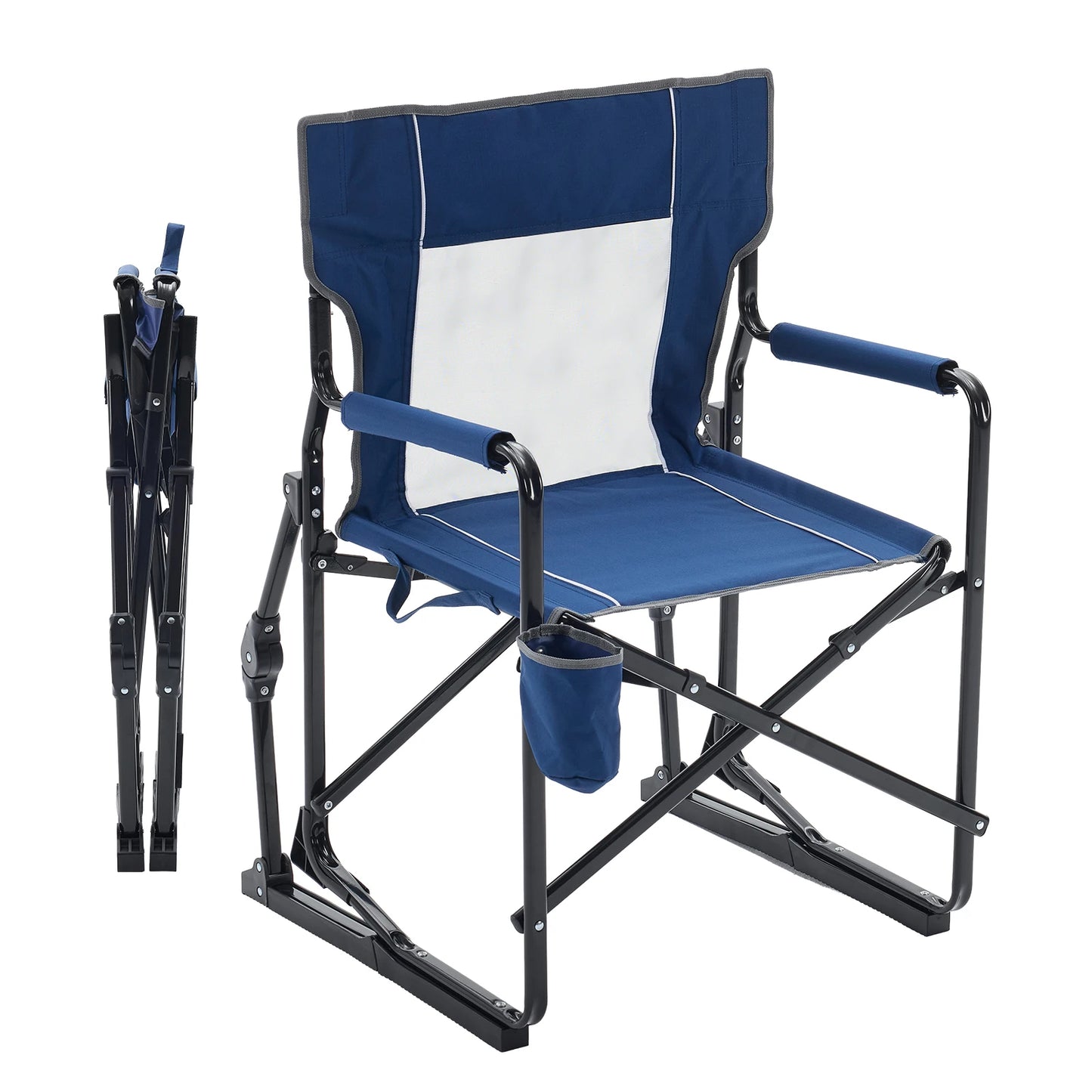 JHK Outdoor Folding Rocking Chair With Mesh Back Patio Lounge