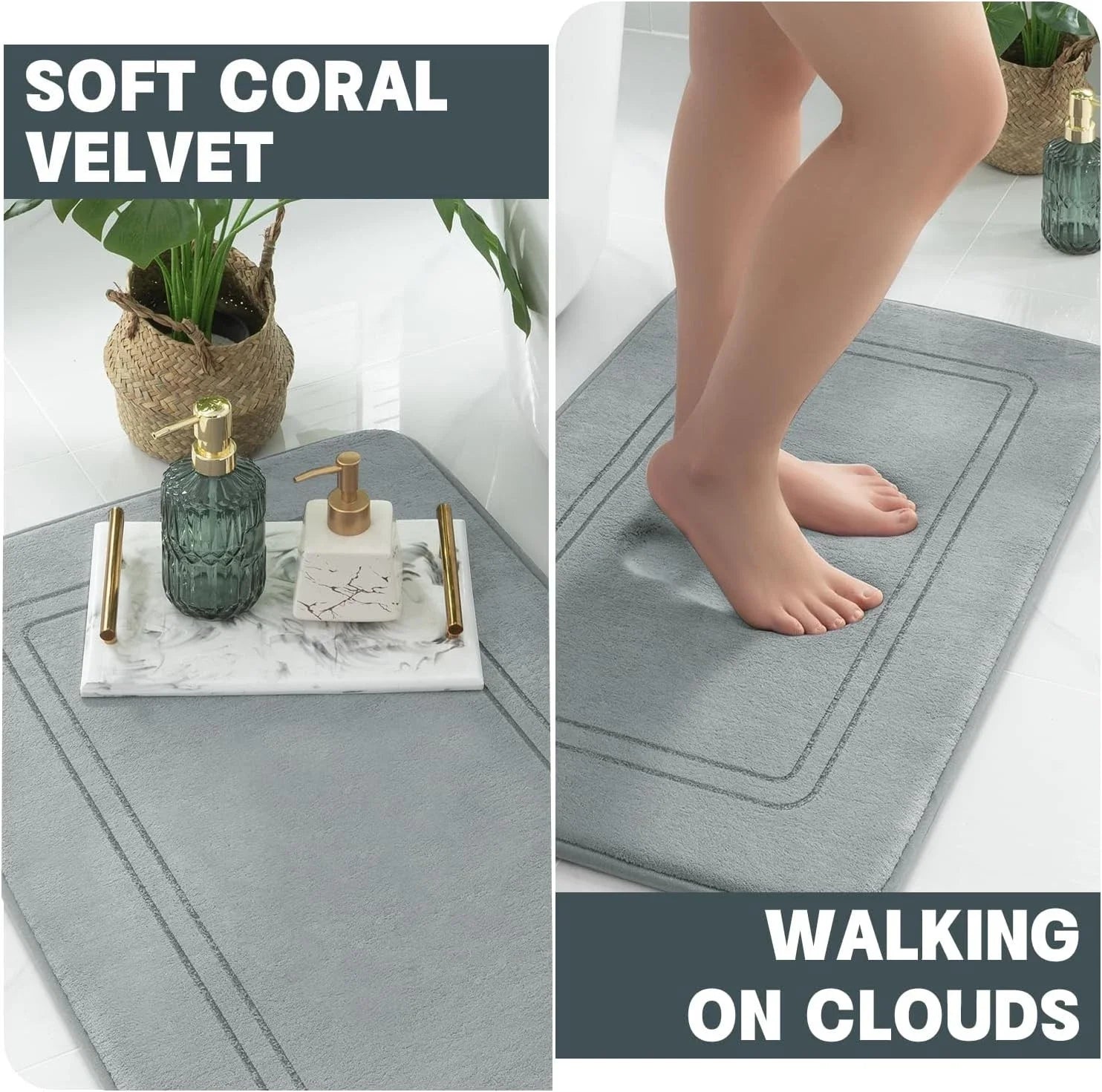 Absorbent 3 Piece Bath Mats Set Non Slip Memory Foam Quick Dry by S And B Enterprise