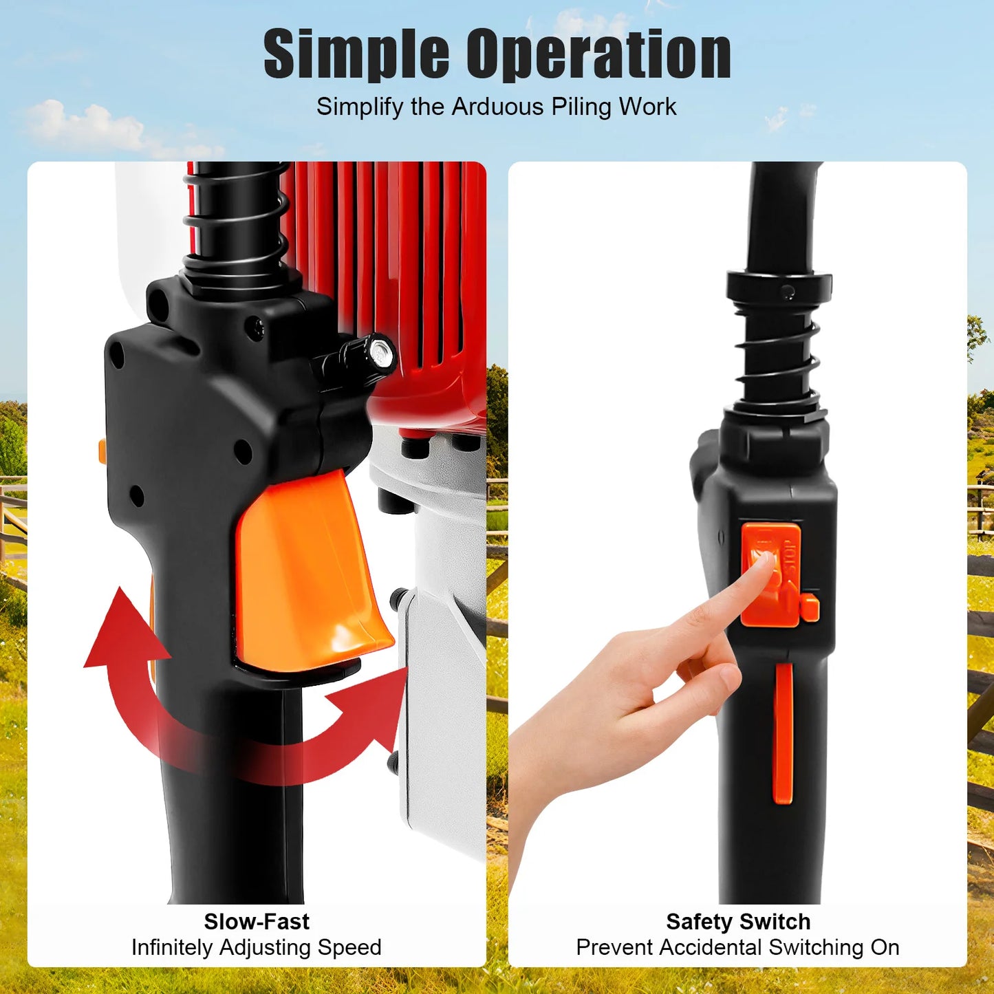 Gas Powered Post Driver 52cc 2 Stroke Pile Driver 2800BPM