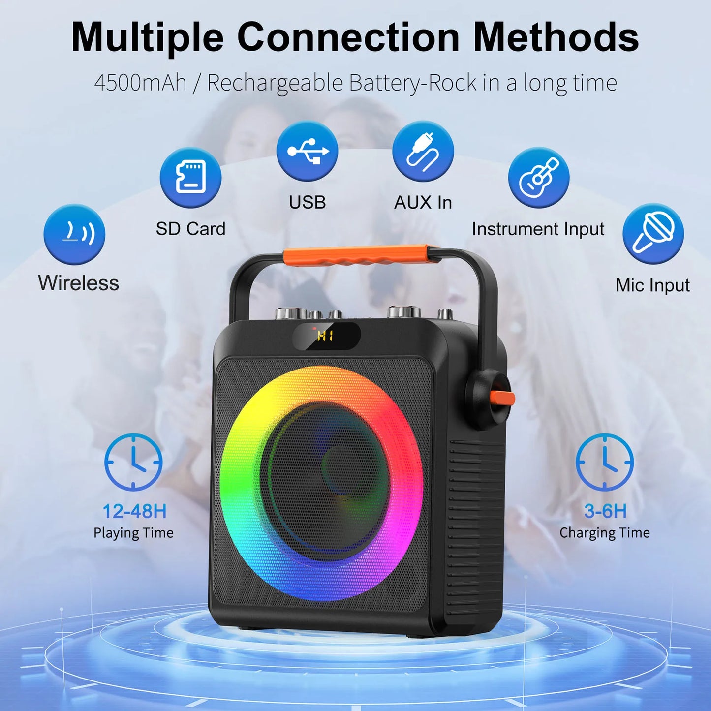 FanFun 2 Wireless Microphones Karaoke Machine T19T Pro
