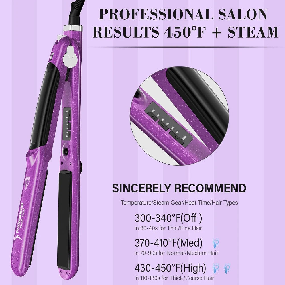 RUCHA Steam Hair Straightener With Ceramic Plate For Salon Use