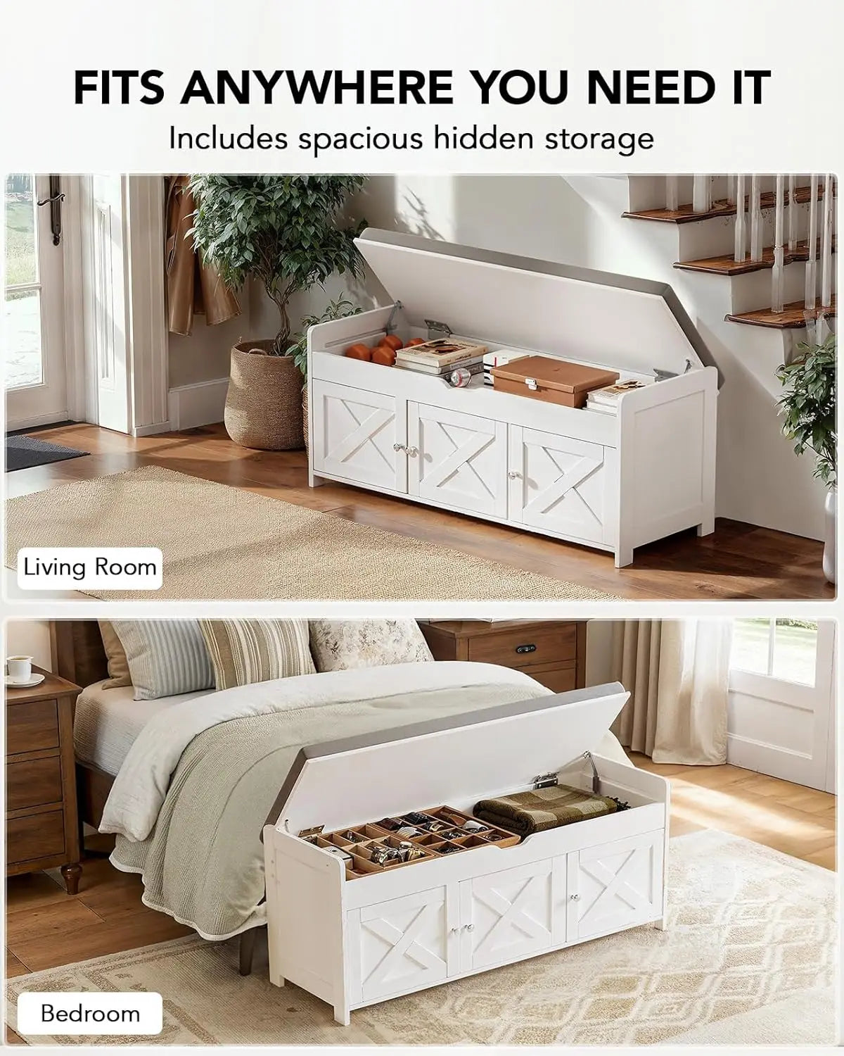 Shoe Storage Bench With Cushioned Seat And Lift Top by S And B Enterprise