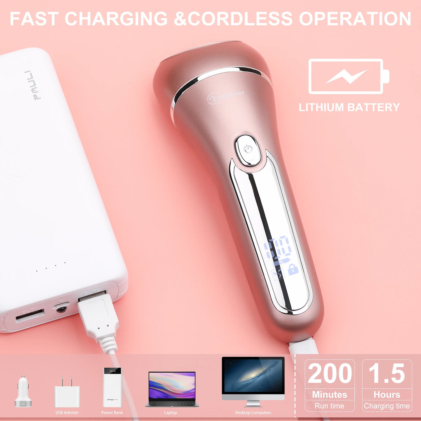 Surker 3-In-1 Hair Remover Epilator LED Rechargeable Battery