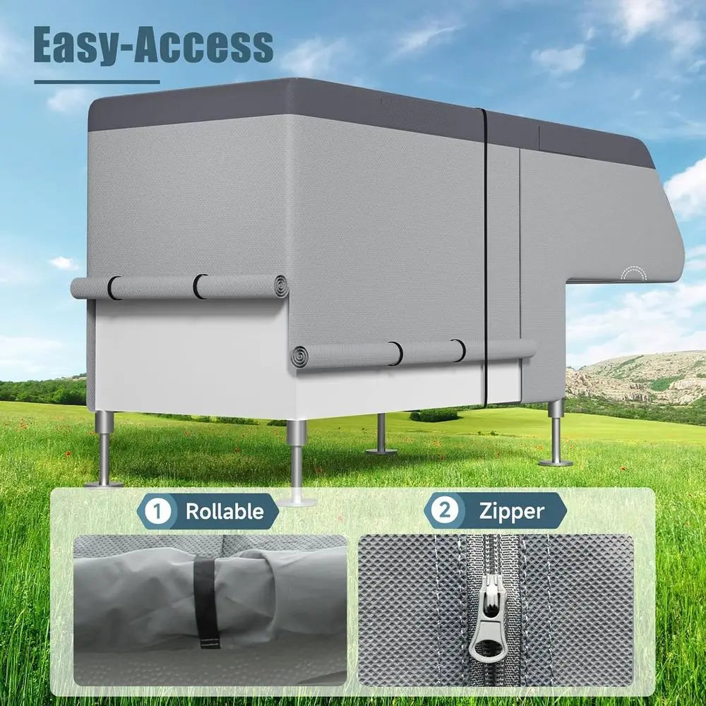 Camper RV Cover Waterproof 7-Layer Slide-In Cabover With Straps