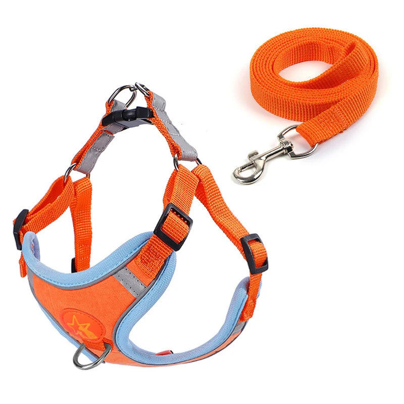 Small Medium Dogs Harness Vest Walking Traction Rope Reflective Straps, Soft Mesh Harness Breathable Pet Supplies by S And B Enterprise