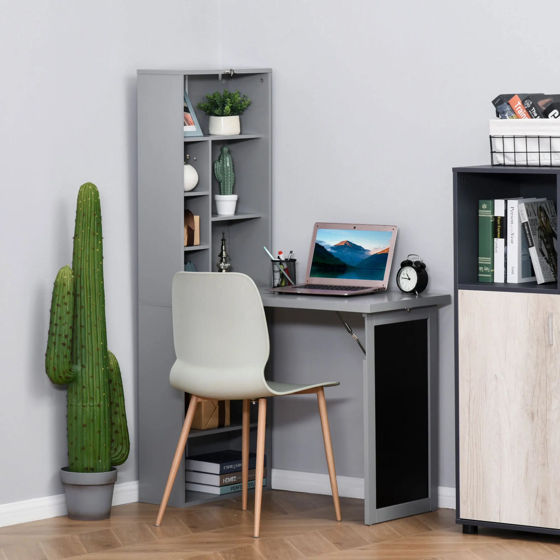 HOMCOM Foldout Convertible Office Desk With Wall Mount Blackboard by S And B Enterprise