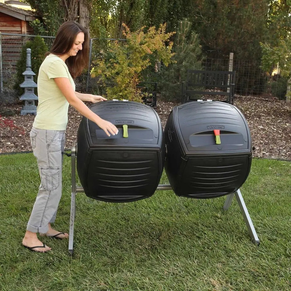 Ticify 60072 Dual Compost Tumbler For Backyard Garden Composting