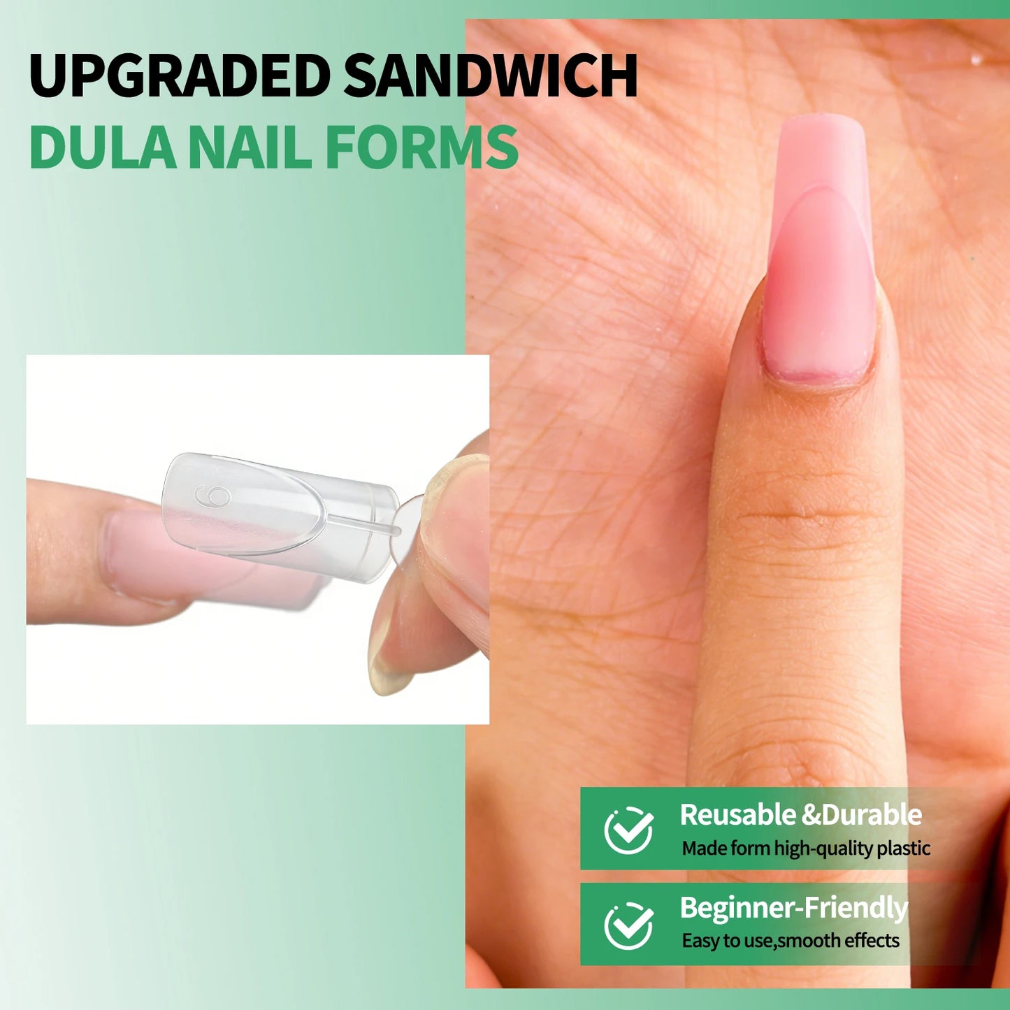 Nailpop French Line Dual Forms Nail Extension Tips Matte Inner F1 Molds 140Pcs by S And B Enterprise