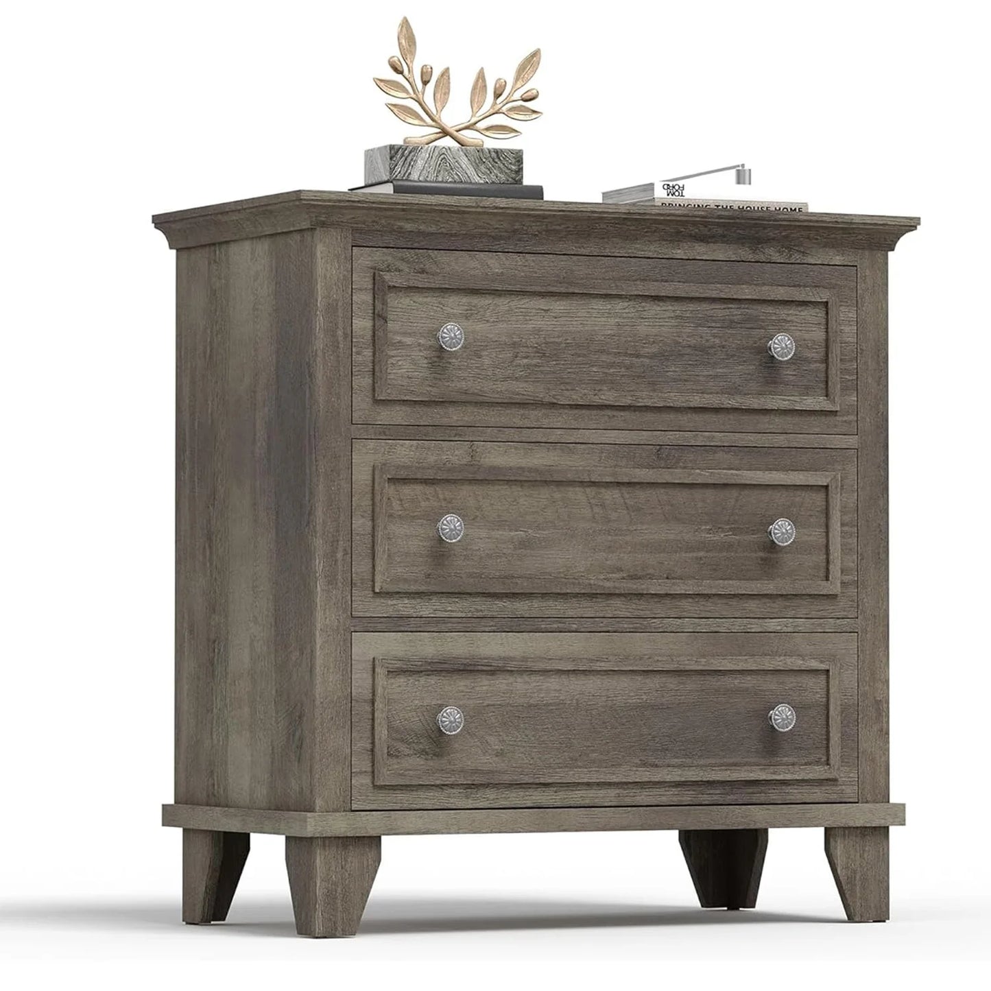 HiMISS 3 Drawer Dresser Wood Storage Chest With Metal Handles