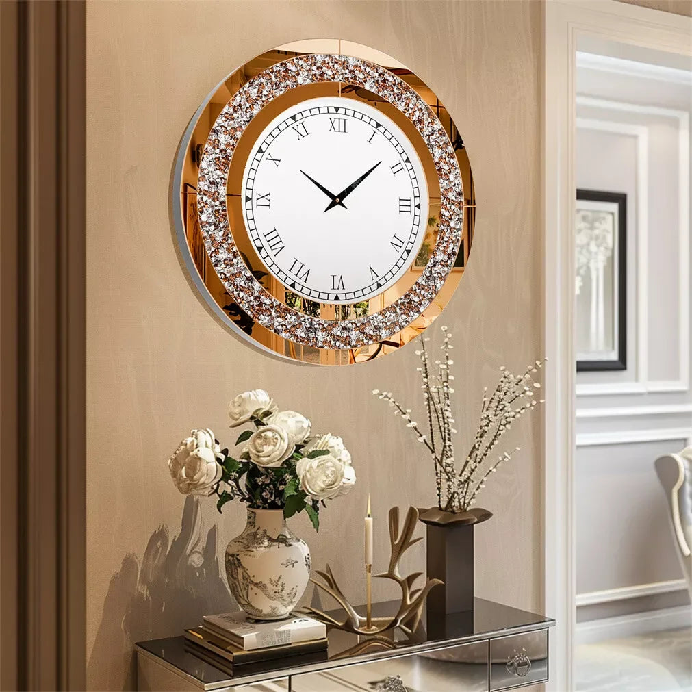 LUVODI 32inch Large Diamond Crystal Modern 3D Wall Clock Living Room Kitchen Bedroom Hall Clock with Roman Numerals by S And B Enterprise