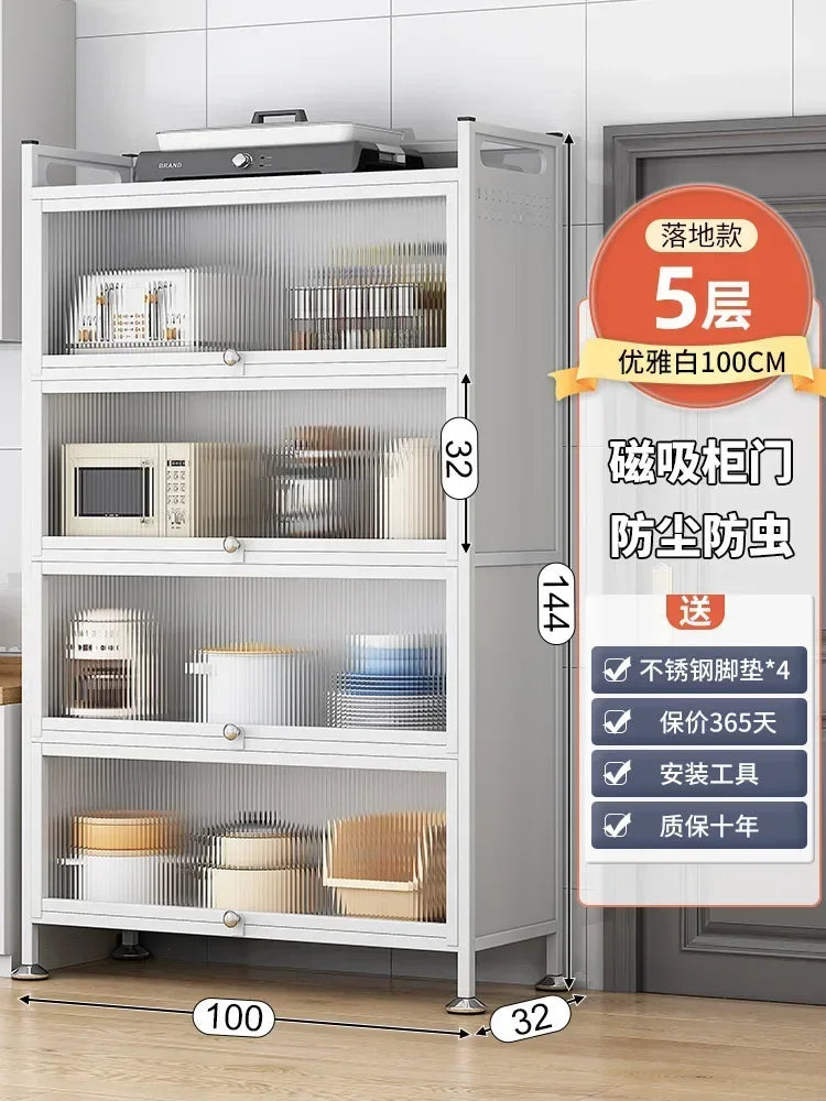 Modern Kitchen Cabinet Hutch Movable Full Door Glass Cabinet Storage Display Cupboards Multi-functional Cupboard Storage Door by S And B Enterprise