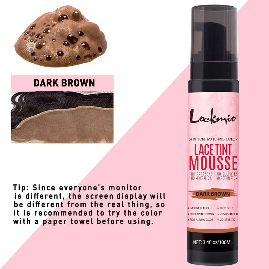 Lace Tint Mousse Lockmio dark brown bottle for lace wig color matching