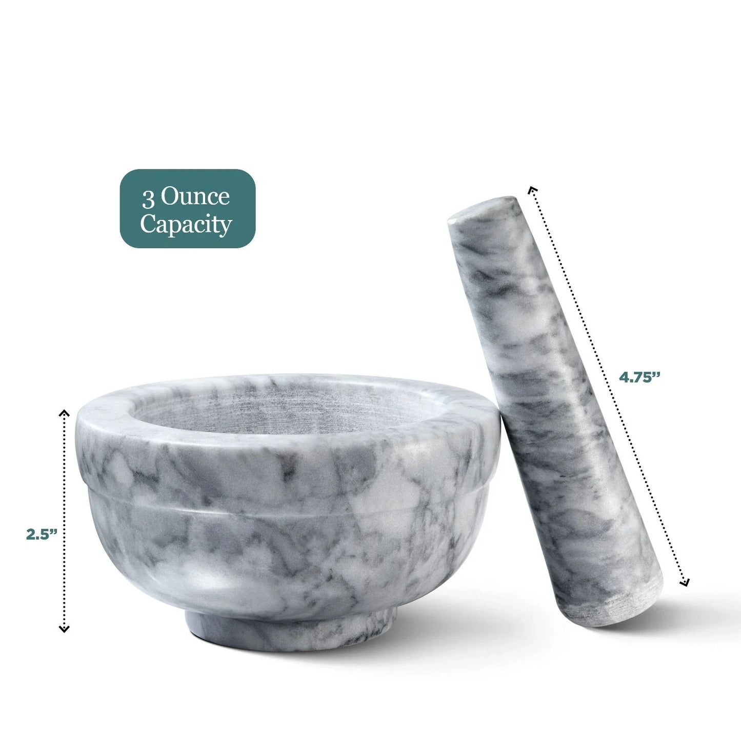 Mortar and pestle set Marble Grey 3.75 Inches Diameter by S And B Enterprise