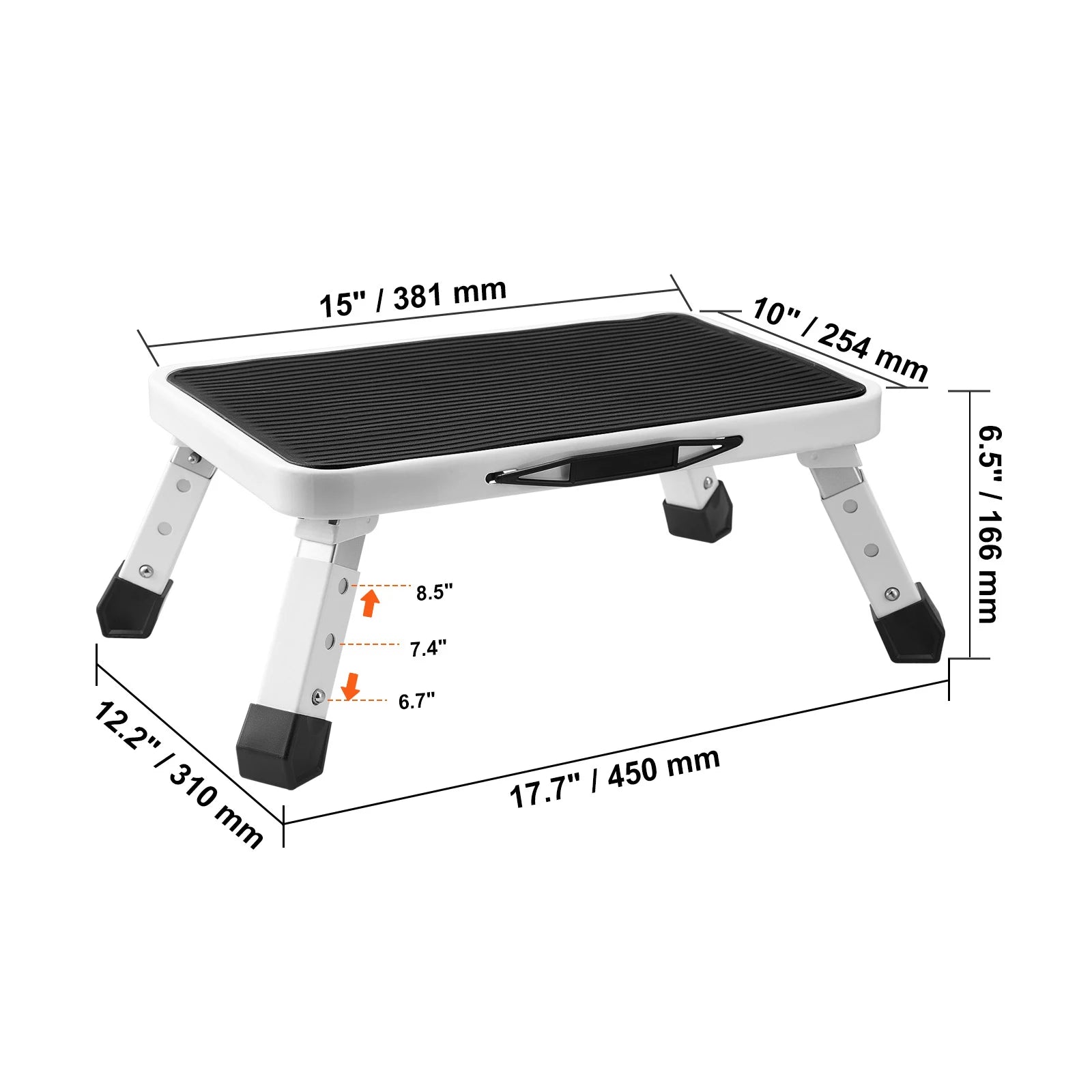 VEVOR Step Stool 1 Step 330lbs Capacity Adjustable Height Toddlers Adults Non Slip Sturdy For Office RVs Pets Bathrooms Bedrooms by S And B Enterprise