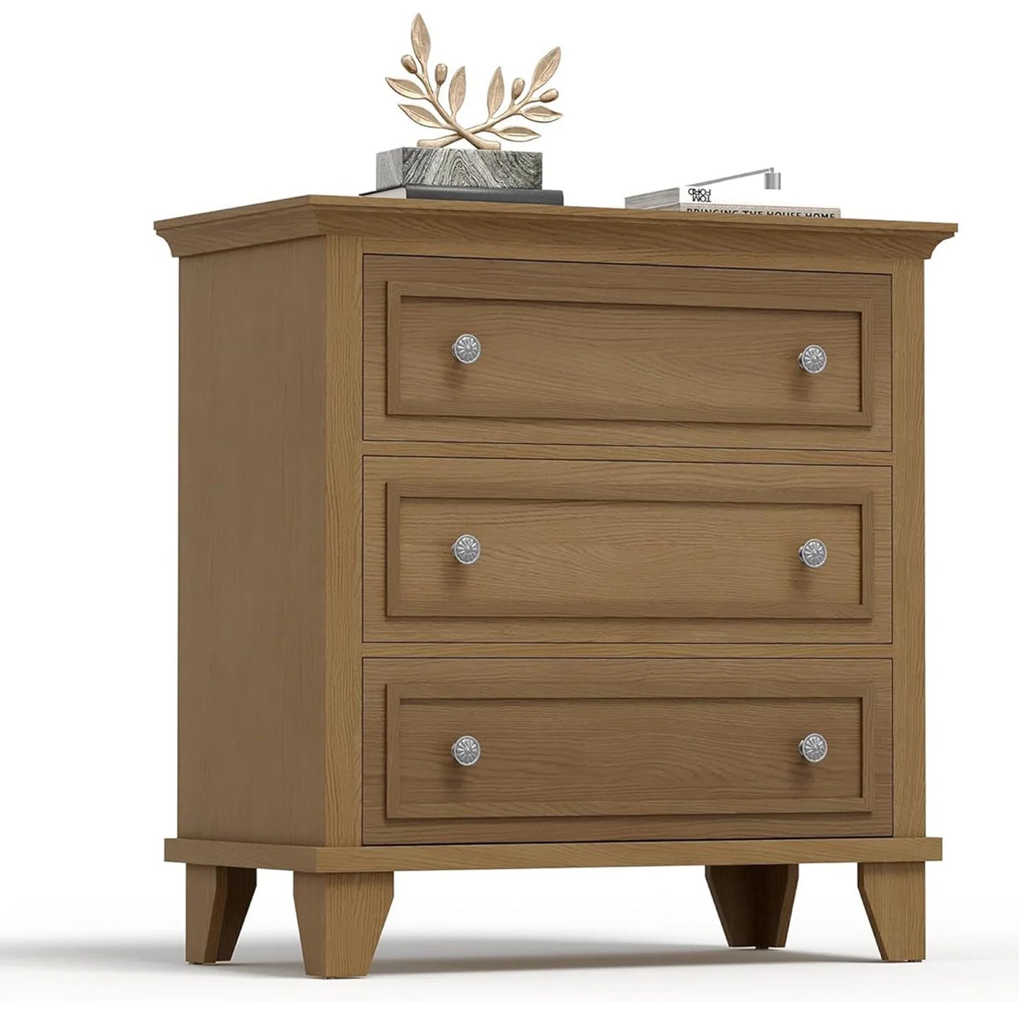 HiMISS 3 Drawer Dresser Wood Storage Chest With Metal Handles