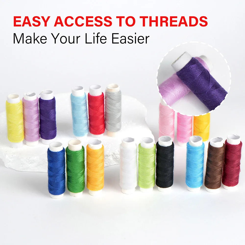 Sewing kit with multiple mixed-color thread spools, portable travel set by S And B Enterprise