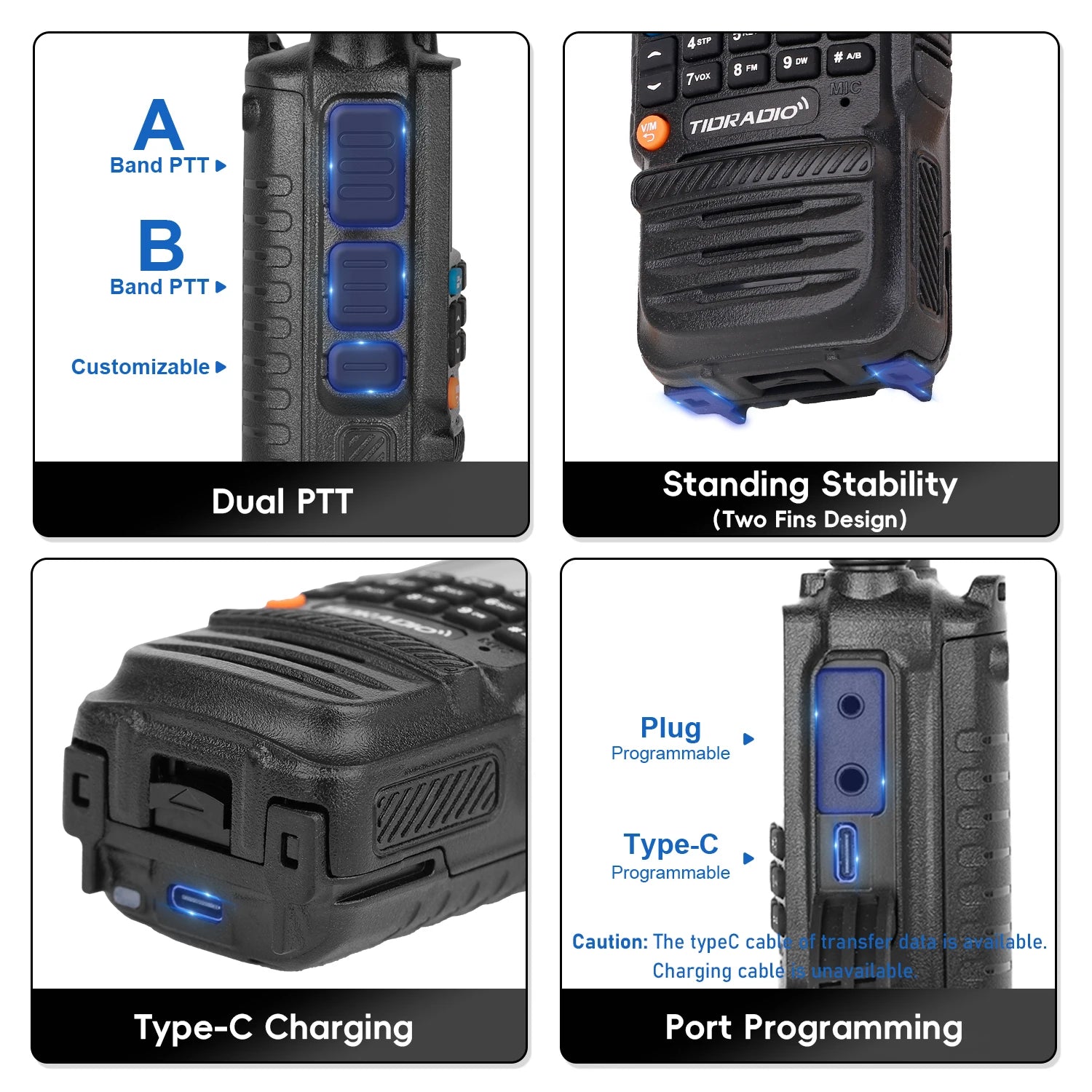 TIDRADIO H3 Walkie Talkie Long Range USB C Charging by S And B Enterprise