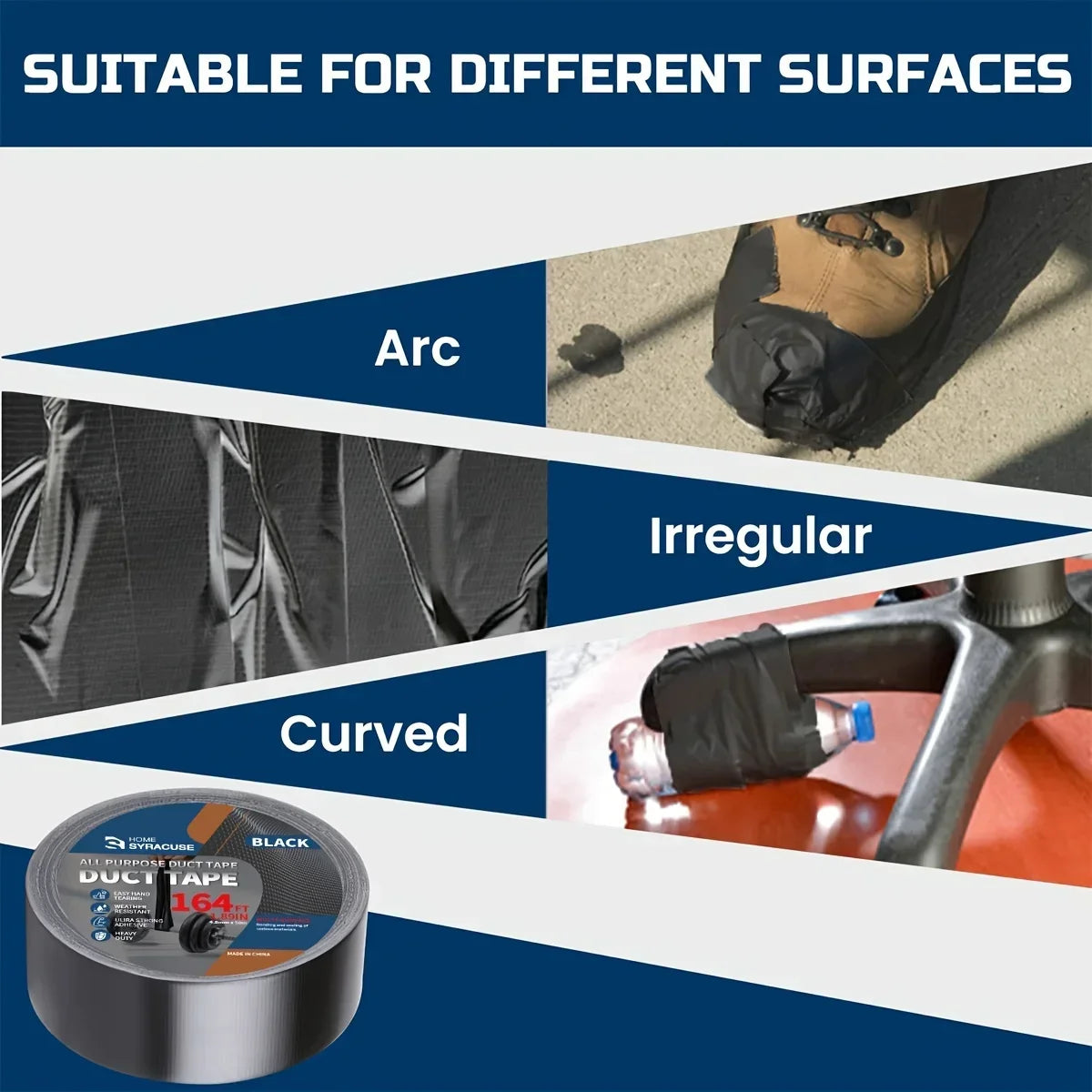 NONEDIY Black PVC Fabric Duct Tape For Repairs And Fastening