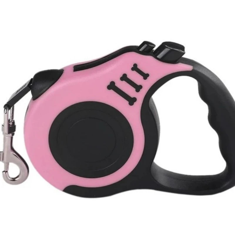 Retractable dog leash 16.5ft, pink and black housing with comfort grip by S And B Enterprise