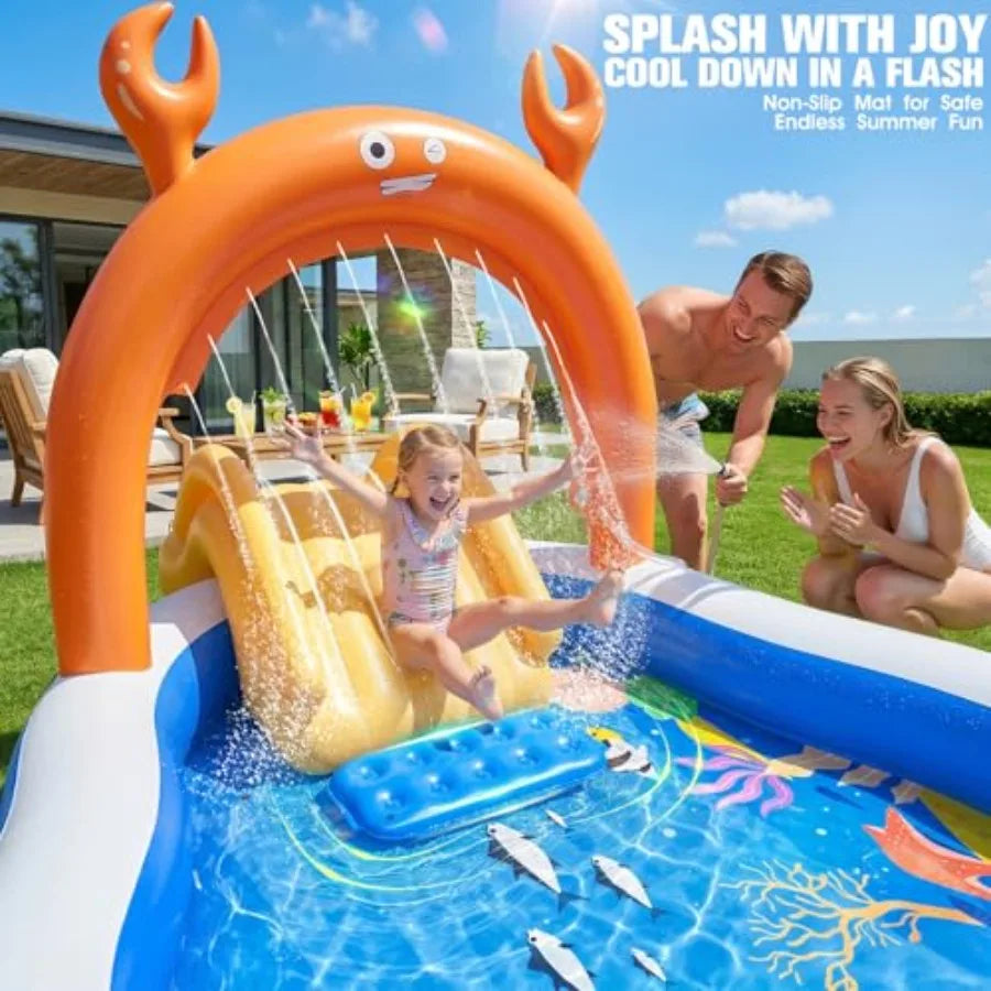 Backyard Inflatable Toddler Pool With Water Slide Sprinkler by S And B Enterprise