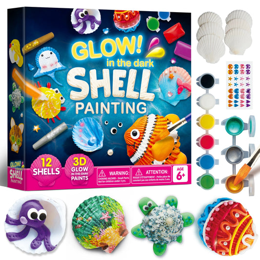 JOYFY 12-piece sea shell painting kit with glow-in-the-dark paints by S And B Enterprise