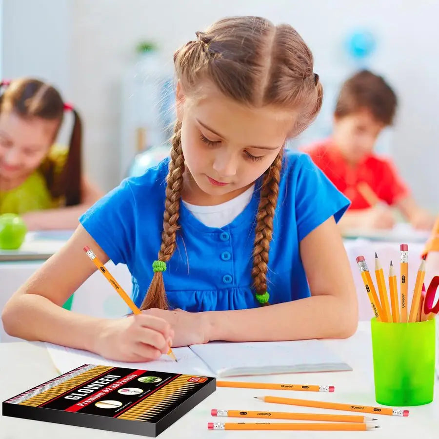 50 Pack Pre-Sharpened HB Pencils With Erasers For Office