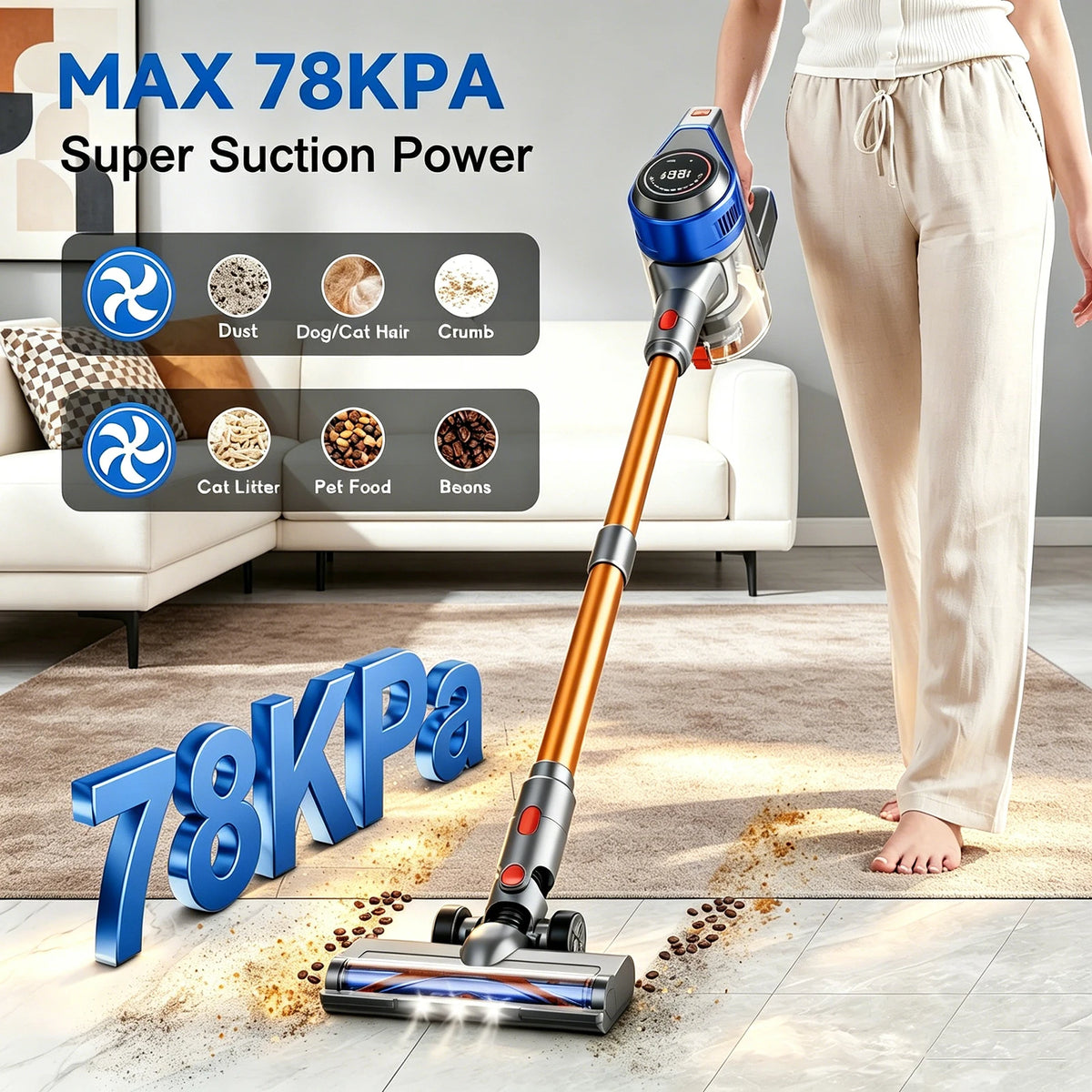 Honki 78KPA cordless wet-dry vacuum cleaner by S And B Enterprise, blue/orange handheld for pet hair.