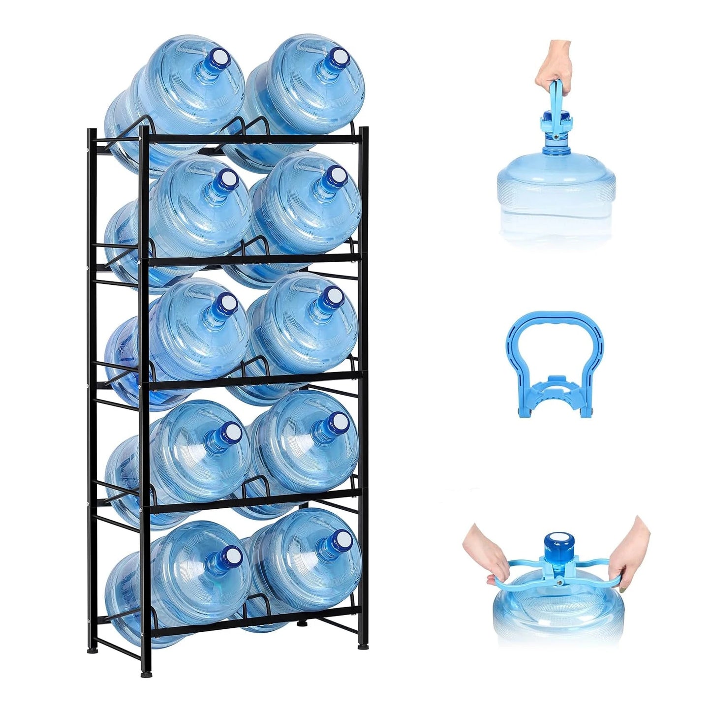 Five Tier Water Jug Rack Storage Stand For Ten Bottles