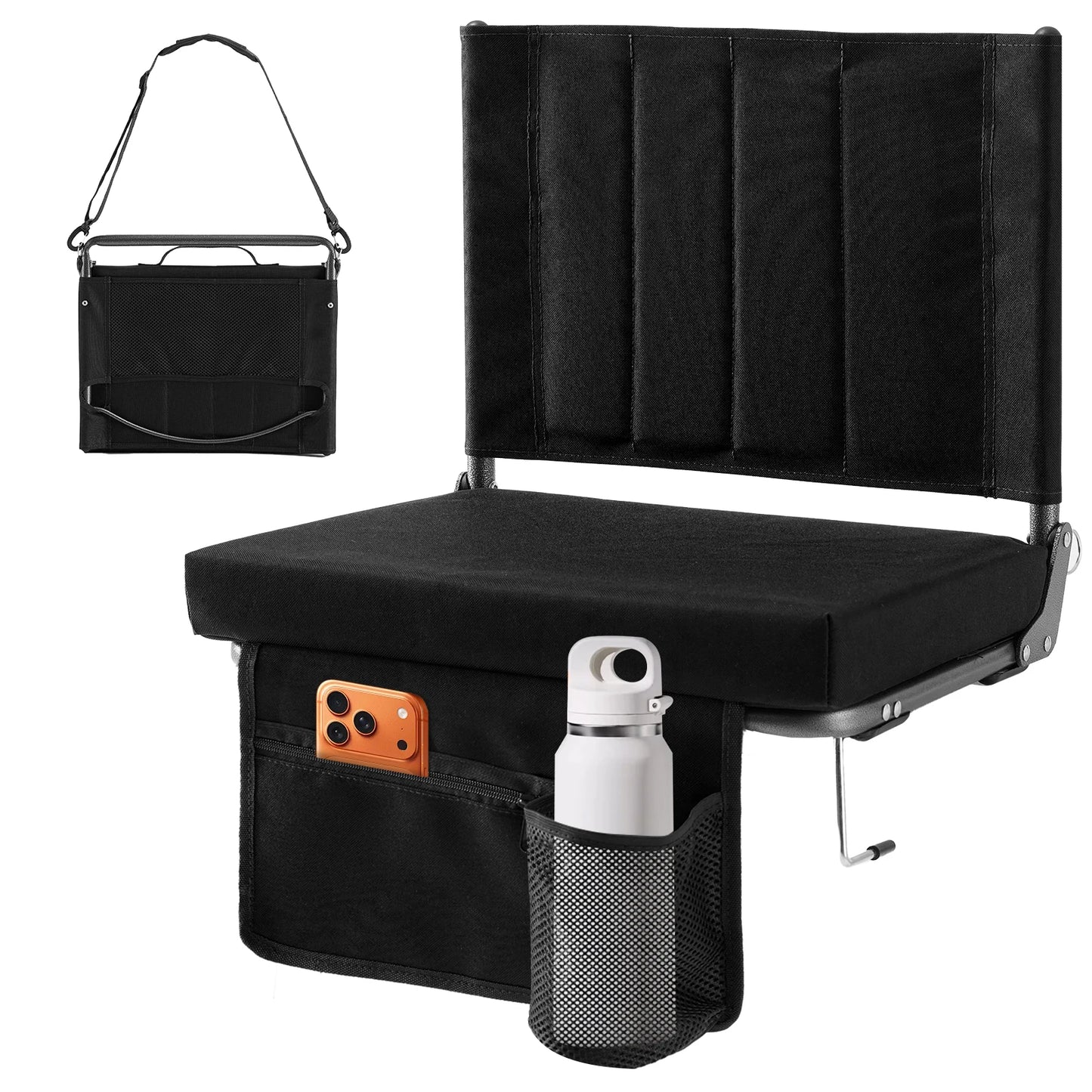 JHK Outdoor Foldable Seat With Back Support Portable Padded Comfort by S And B Enterprise