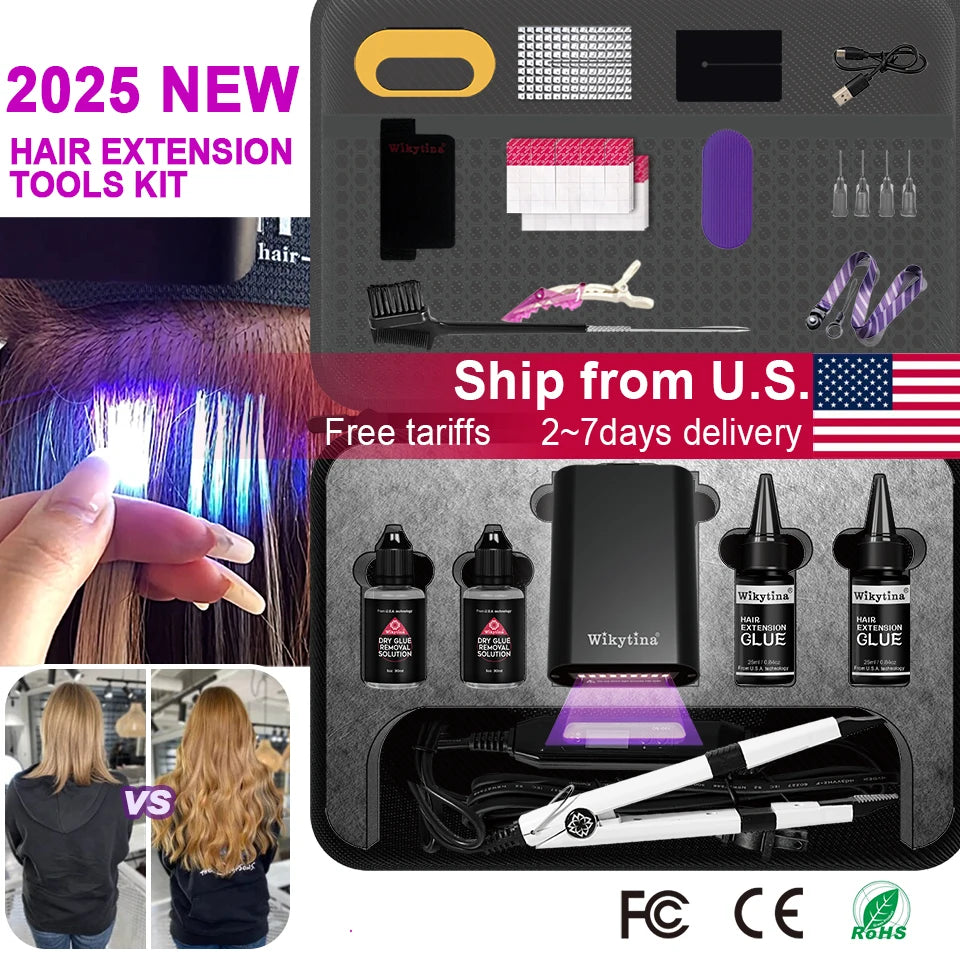 Wikytina UV Light Hair Extension Tool Kit With Adhesive Remover