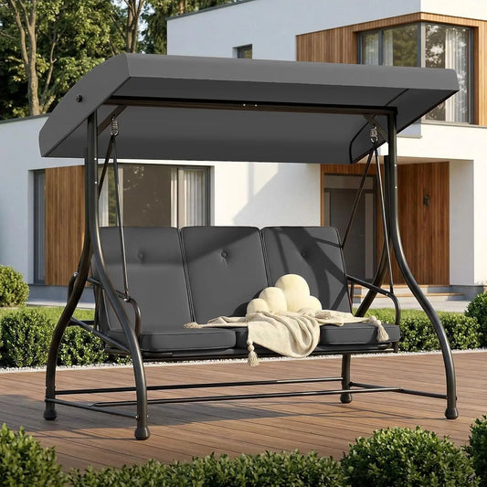 Outdoor Patio Swing Chair With Adjustable Canopy And Removable Cushion by S And B Enterprise