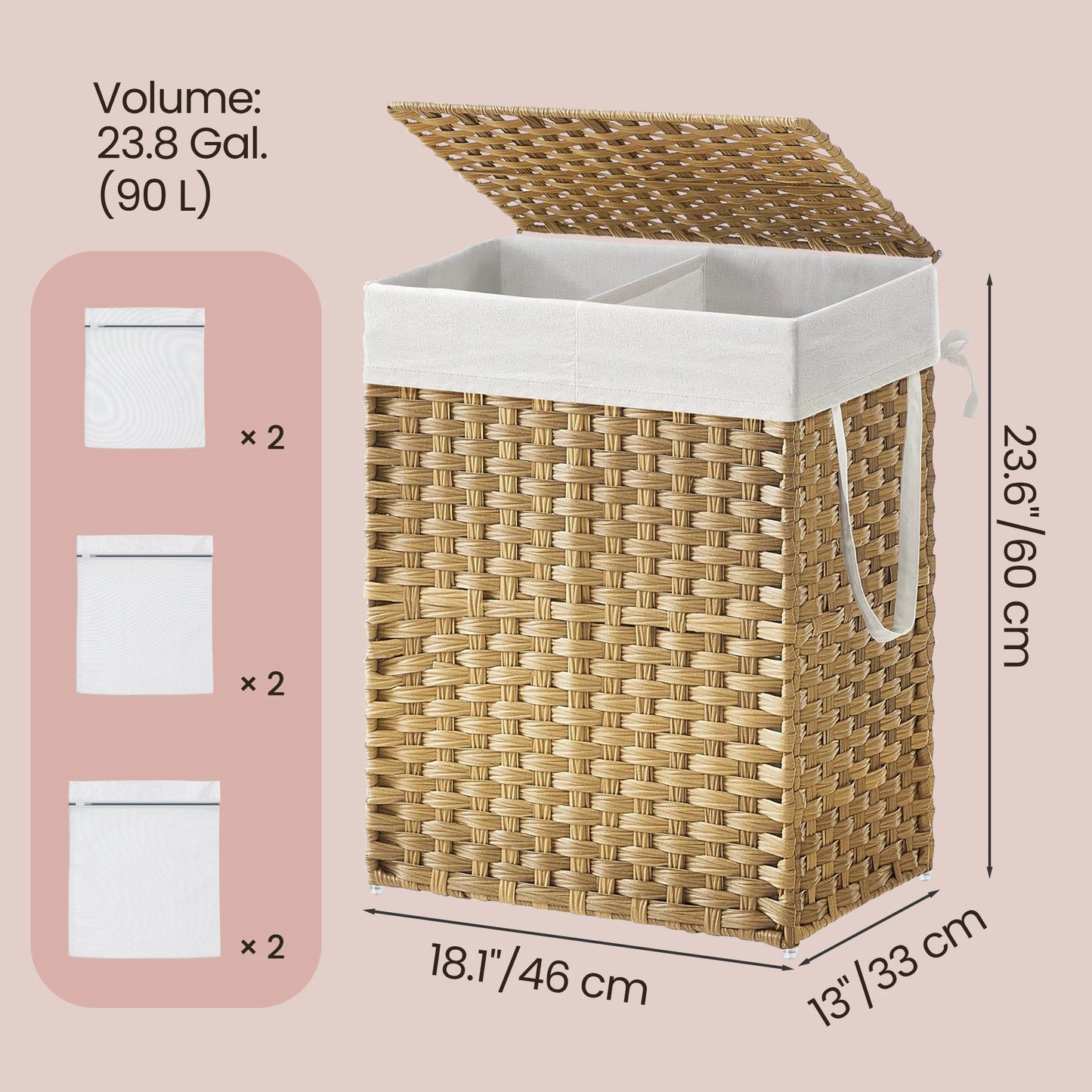 SONGMICS Laundry Hamper With Lid And Removable Liners