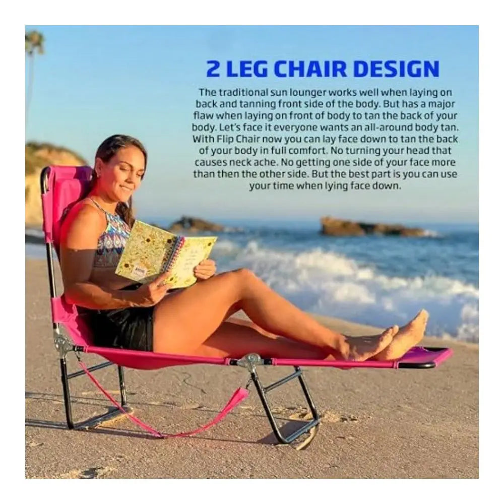 XMSJ Down Tanning Chaise Lounge Chair With Face Hole Backrest