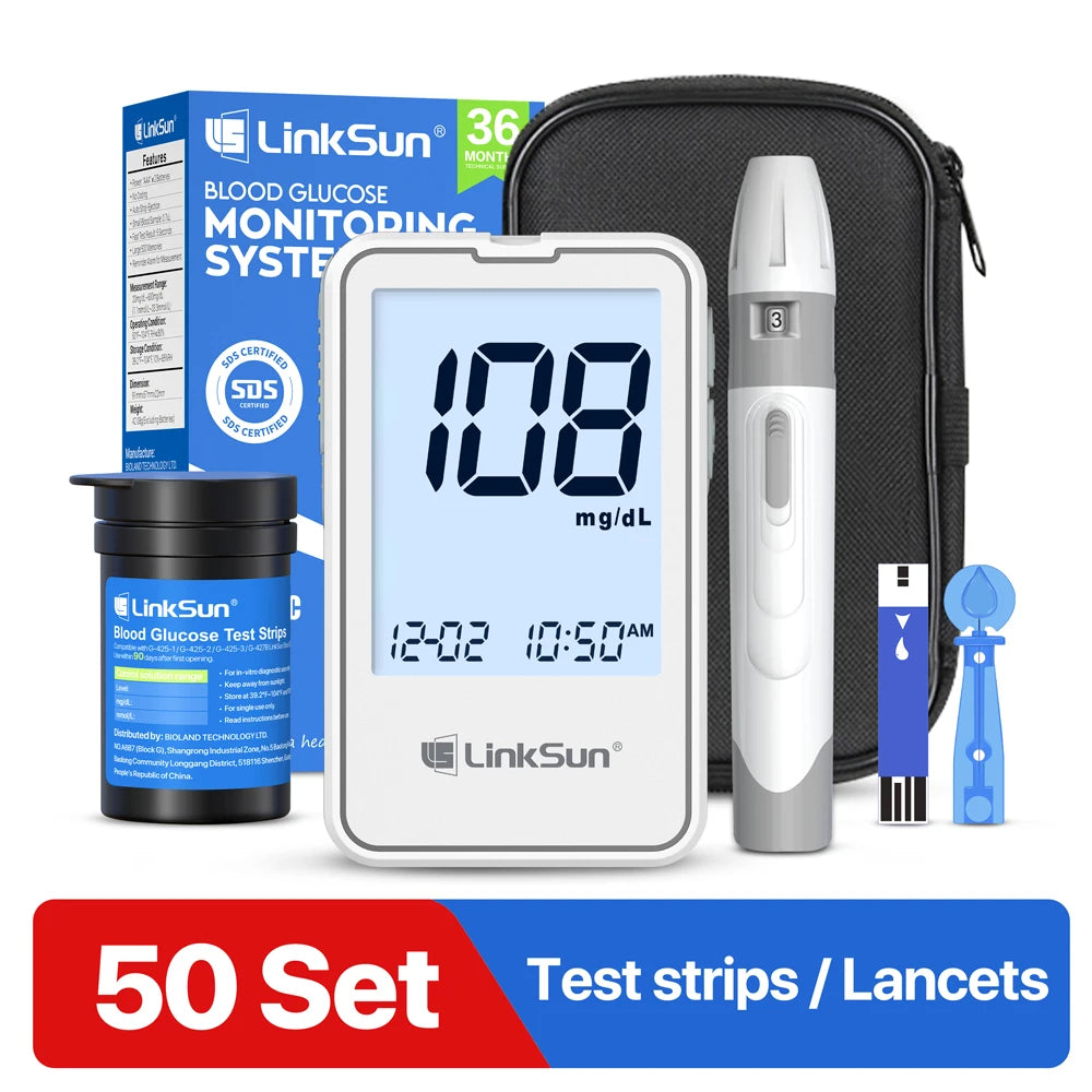 Linksun G-425-3 Blood Glucose Meter Glucometer Complete Kit