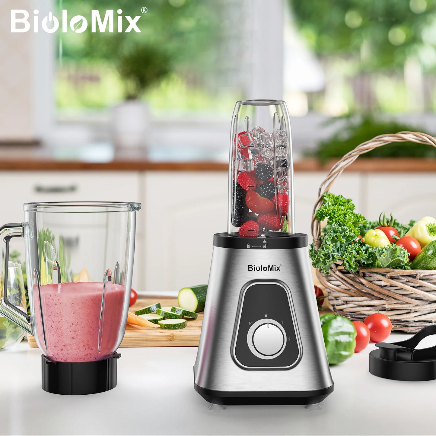 Biolomix 1300W Smoothie Maker With Glass Jar Blender