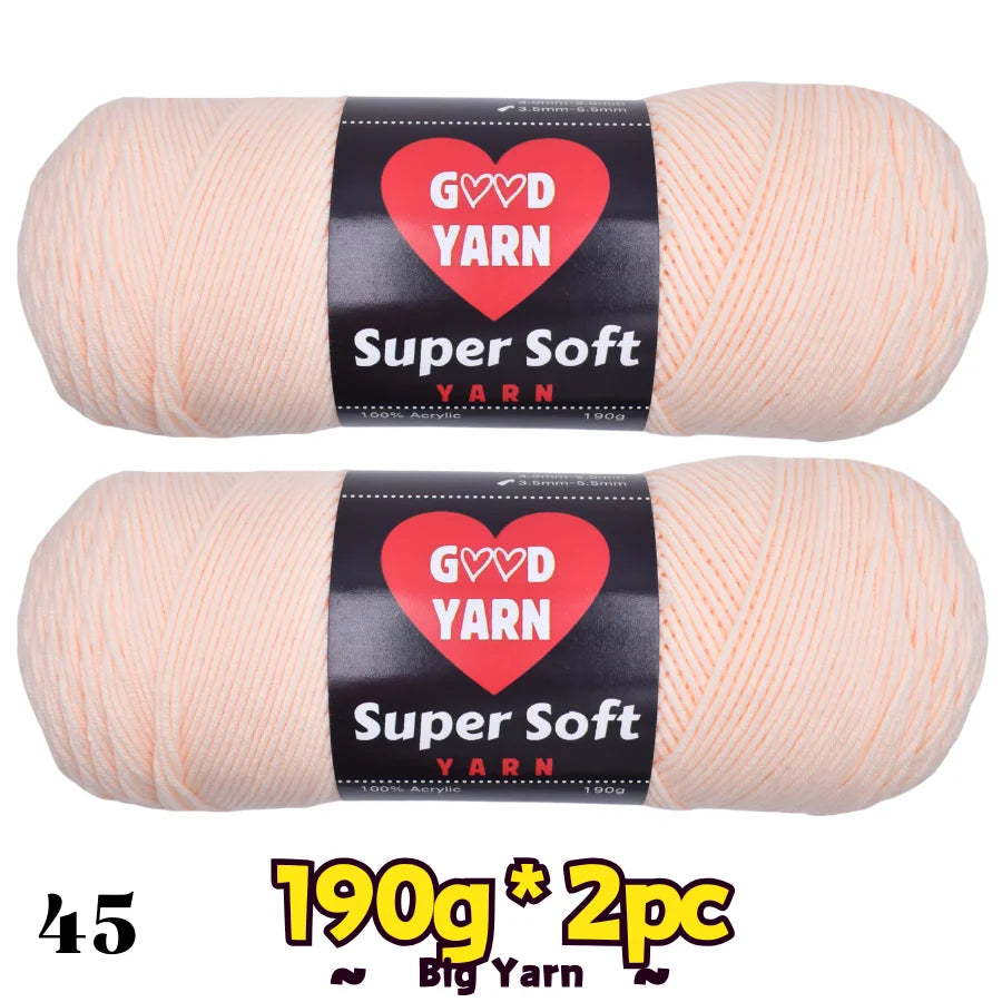 Two peach-colored Good Yarn Super Soft velvet yarn balls by S And B Enterprise, 190g each