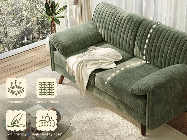 Chenille Loveseat Sofa For Small Spaces Deep Seat Comfort