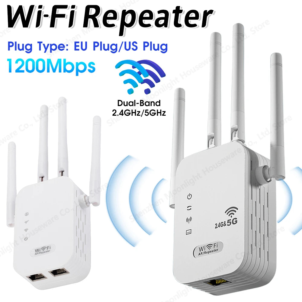 Dual-Band 2.4G 5G WiFi Repeater Signal Booster WiFi Extender 802.11bgn Gigabit Router with WPS EU/US Plug Type WiFi Amplifier by S And B Enterprise
