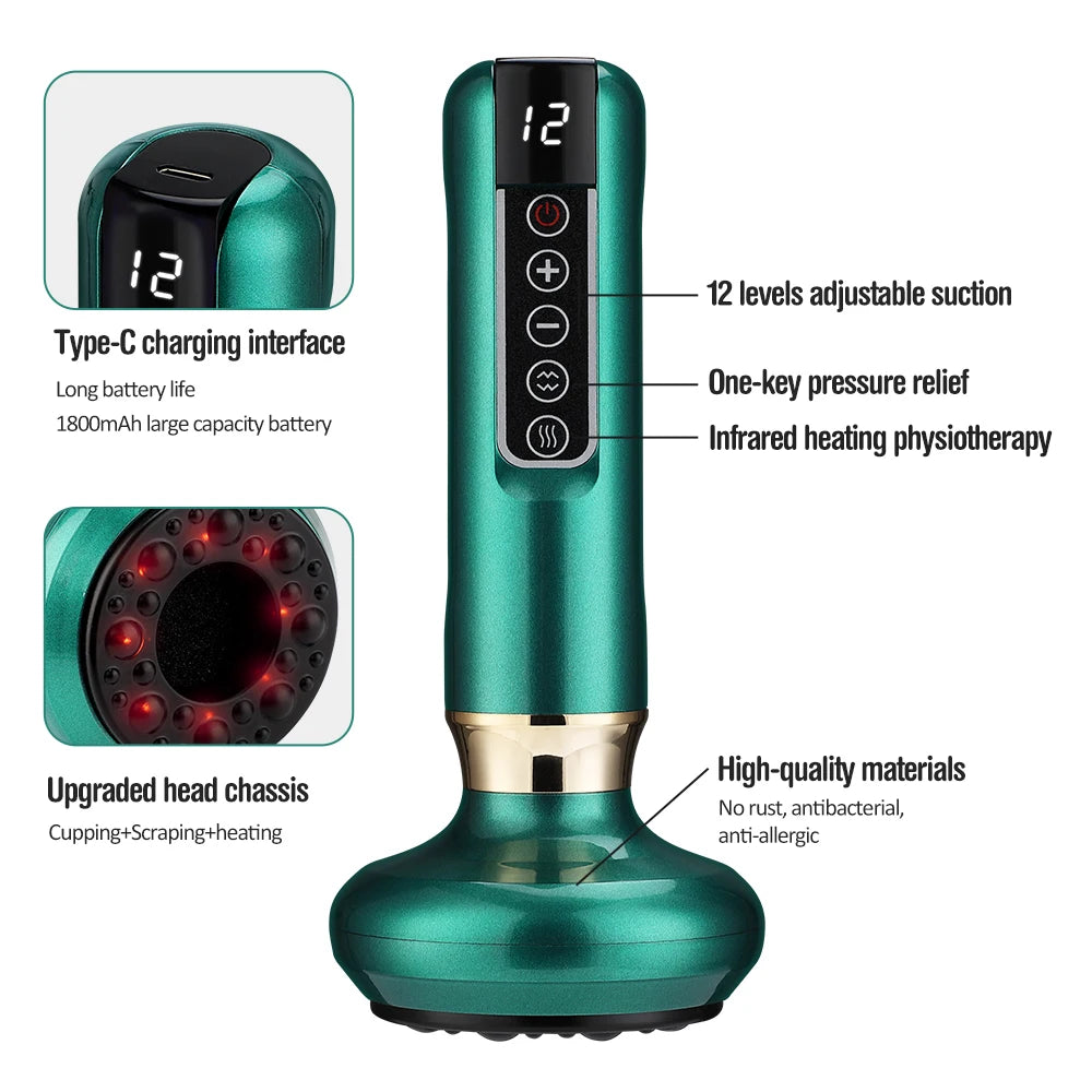PASTSKY Electric Cupping Device With 12 Levels Vacuum USB Rechargeable