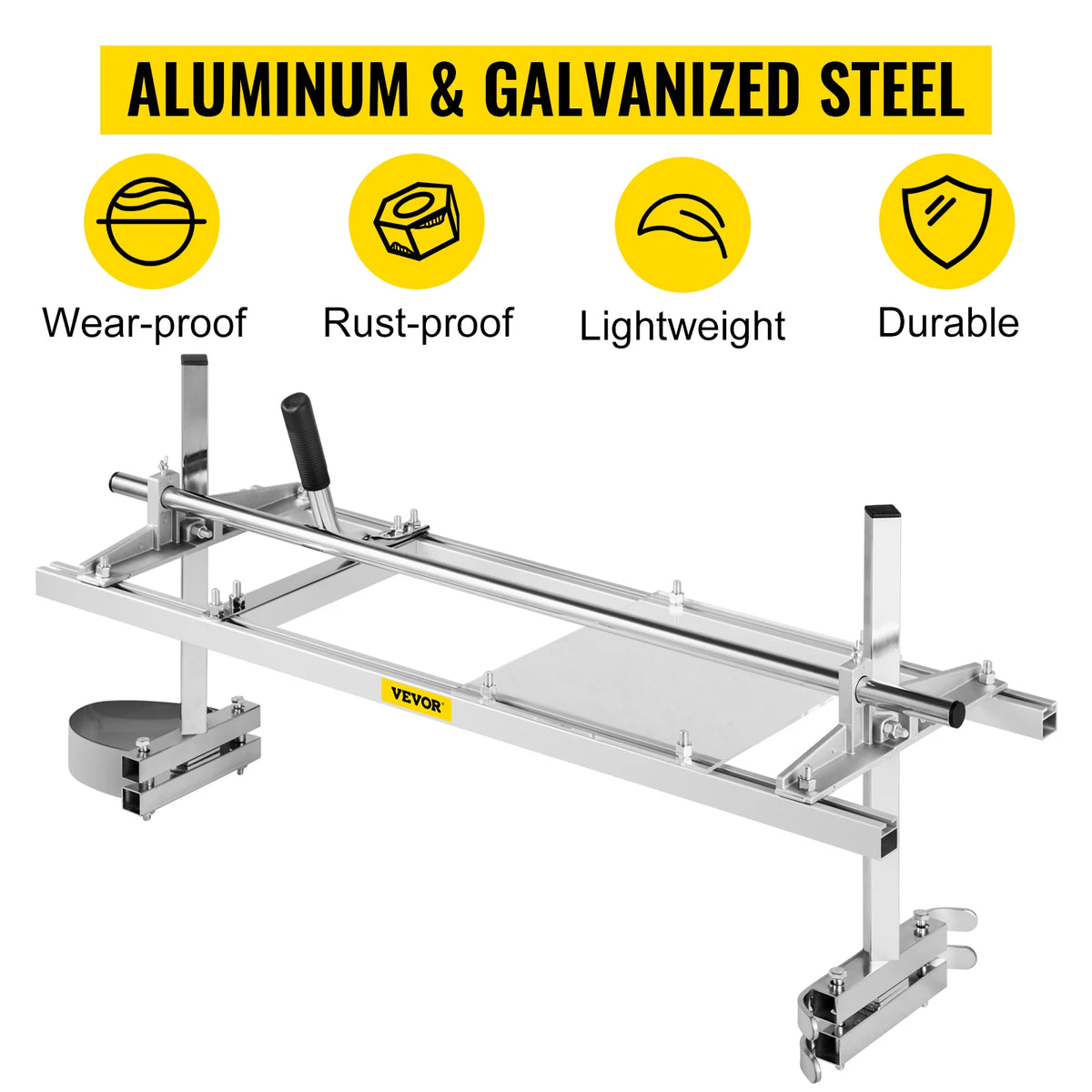Chainsaw mill frame for milling wood; portable aluminum and steel with guide bar, VEVOR