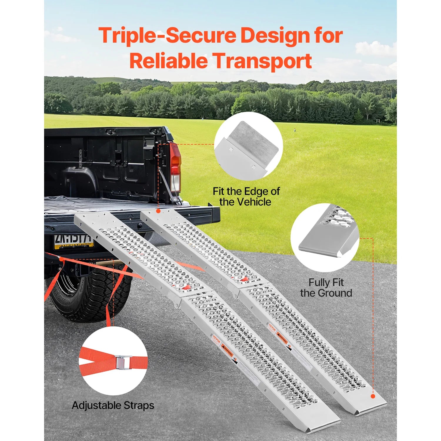 SucceBuy 1000lbs Steel Ramps 2Pcs Ramps with Wider Ramp Surface Universal Stable Loading Ramp with Handles Fit for ATV UTV Motor by S And B Enterprise